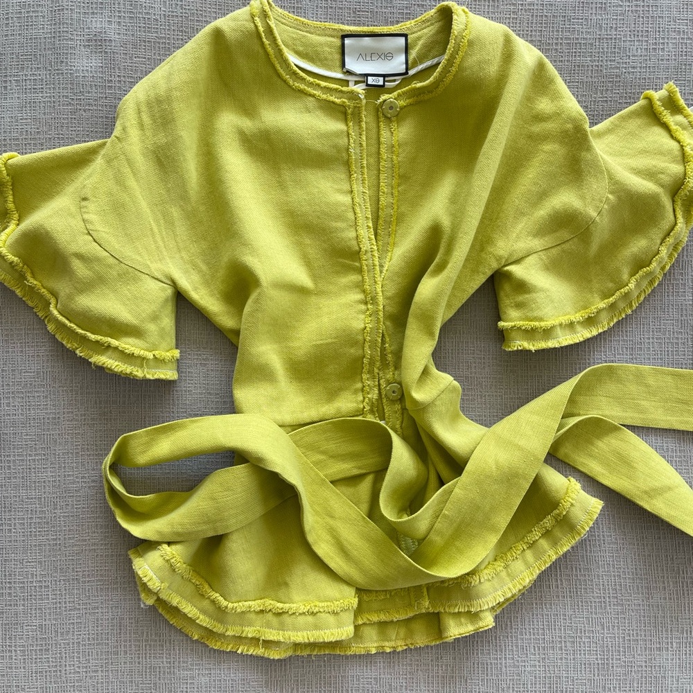 Alexie Lime Green Ruffle Sleeve Top